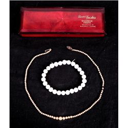 2 Faux Pearl Strands, 1 Vintage 1929 In Box Spain