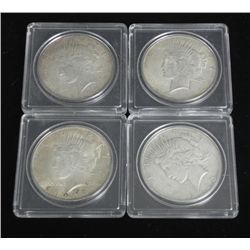 4 Diff Date Silver Peace Dollars 1922, 23, 24, 25 -Nice