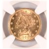 Image 2 : 1899 $2.50 GOLD LIBERTY NGC MS65 GEM, BETTER DATE, WHOLESALE AT 2075.00