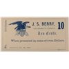 Image 1 : 1862 TEN CENT J.S. BERRY GREENWICH, CT CU