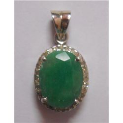 3.130g Pendant of Diamond & Emerald Sterling Silver