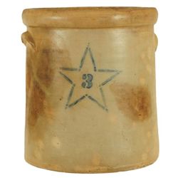 3 Gallon Texas Stoneware Crock with Blue Star