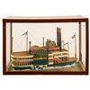 Image 4 : Natchez Paddle Wheel Boat Folk Art Model In Case