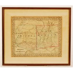 Hand Colored 1860s Arizona/New Mexico Map