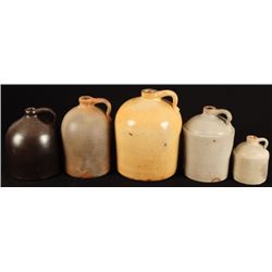 5 Stoneware Pottery Jugs