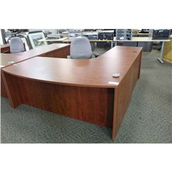 6' CHERRY BOW FRONT L-SHAPE EXECUTIVE DESK