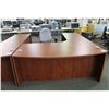 Image 2 : 6' CHERRY BOW FRONT L-SHAPE EXECUTIVE DESK