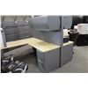 Image 3 : HAWORTH PREMISE MAPLE AND GREY 2 PERSON WORK STATION C/W OVERHEAD STORAGE BINS