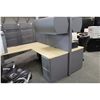 Image 3 : HAWORTH PREMISE MAPLE AND GREY 2 PERSON WORK STATION C/W OVERHEAD STORAGE BINS