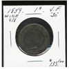 Image 1 : 1859 1¢ Wide 8/9 VF30.  Graded by B. Armstrong.