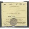 Image 1 : 1871 5¢ ICCS MS64.  Luster of gold tones.