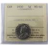 Image 1 : 1930 5¢ ICCS MS60.  Strong lustre.