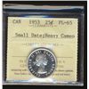 Image 1 : 1953 25¢ Sml Dt ICCS PL65 Heavy Cameo.