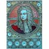 Image 1 : A mid-19th century cut and etched stained glass portrait panel, possibly depicting Handel, 16ins...