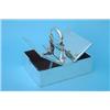 Image 1 : A George V silver club table cigarette box with 2 rising top compartments worked by central eleva...