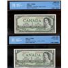 Image 1 : 1954 $1 BC-29b #OA5781829 & 1831 CCCS Gem UNC65.  Lot of 2 notes