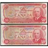 Image 1 : 1975 $50 BC-51aA-i #EHX0020148 VF & BC-51bA #EHX2058185.  Lot of 2 notes VF issues.