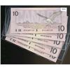 Image 1 : 1989 $10 BC-57aA #ADX2175101, 0363870, 0363879, #ATX1697127 & BC-57a RADAR #BDE8705078.  Lot of 4 no