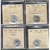 Image 1 : 1953 10¢ NSF, 1956 MS64, 1955 & 1964 MS65.  Lot of 4 ICCS coins.