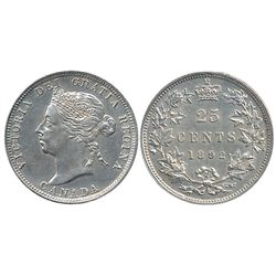 1892 25¢ ICCS AU55.  Lustrous.