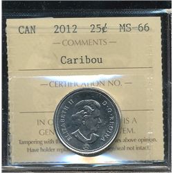 2012 25¢ Caribou ICCS MS66.