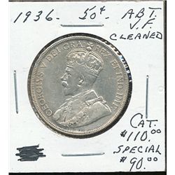 1936 50¢ Abt VF.  Designated as cleaned.  PBA