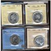 Image 1 : 1953 50¢ LD SF & 1966 ICCS MS64 along with 1964 ICCS PL64 & 1986 Nickel CCCS MS64.  Lot of 4 coins.