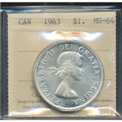 1963 $1 ICCS MS64.