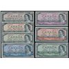 Image 1 : 1954 $1 to $100 Devils Face Low Serial Number Set #0000040.  Coyne-Towers Signatures all PMG CH UNC6