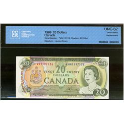 1969 $20 BC-50bA #*WN1197136 CCCS CH UNC62,