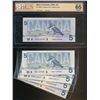 Image 1 : 1986 $5 BC-56bA #FNX8142900, BCS Gem UNC65 Original. Also includes BC-56bA #ENX(2), BC-56bA Below 7,