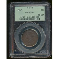 Nfld 1896 1¢ PCGS MS63BN.