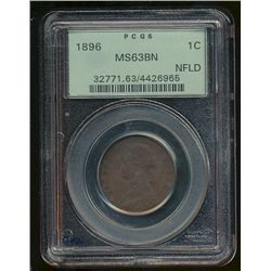 Nfld 1896 1¢ PCGS MS63BN.