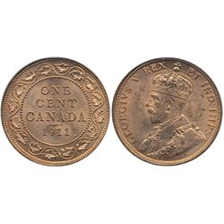 1911 1¢ ICCS MS64RD.  90% red and lustrous.