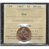 Image 1 : 1967 1¢ ICCS MS66RD.  Gem full red issue.
