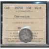 Image 1 : 1875H 10¢ ICCS VG8.  Corrosion.