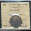 Image 1 : 1872H 25¢ Obv 2 ICCS EF40.