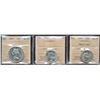 Image 1 : 1947 ML 25¢, 1949 & 1953 SD 50¢ ICCS MS63.  Lot of 3 white coins.