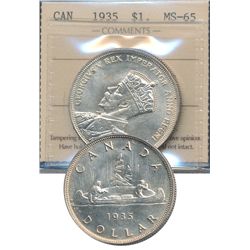 1935 $1 ICCS MS65.  Gem blast white.