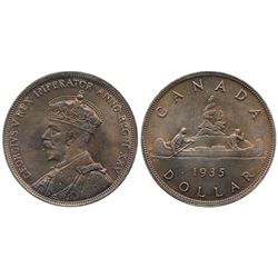 1935 $1 ICCS MS66.  Sublime strong red and gold colours over almost perfect fields.