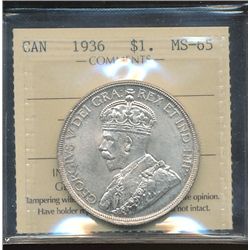 1936 $1 ICCS MS65.  Full lustrous white.