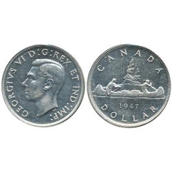 1947 $1 Ptd 7 Dot ICCS MS60. Brilliant and lustrous.  Always a popular variety.  Scarce in mintstate