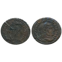 Roman Imperial Coinage; Constantine the Great Follis. Obv: FL VAL CONSTANTINVS NOB C; Rev: CONSERVAT