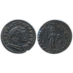 Roman Imperial Coinage; Constantine the Great Follis. Obv: CONSTANTINVS AVG; Rev: SOLI INVIC-TO COMI
