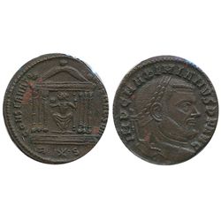 Roman Imperial Coinage; Maximian Follis. Obv: IMP C MAXIMIANVS P F AVG; Rev: CONSER V -VRB SVAE. Rom