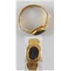 Image 1 : Ancient Roman Gold ring with black stone and intaglia of Eagle.