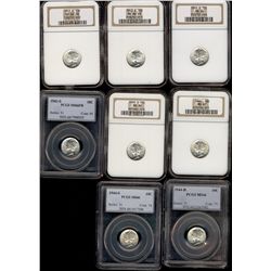 USA Dimes 1940D, 1941D, 1941S all three FB types, 1944S(2), 1944D, 1945S all NGC or PCGS MS66 & 1944