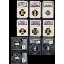 USA 1939D 25¢ NGC MS65, 1994S, 1995S1996S, 1998S all PCGS PR69 DCAM,