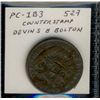Image 1 : Breton 527 PC-1B3.  1844 Half Penny issue Counterstamped DEVIN & BOLTON.  VG with cracked die.