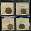 Image 1 : Breton 589 AU55,610 F12,648 VF30 &938 EF45.  Lot of 4 tokens all ICCS graded.
